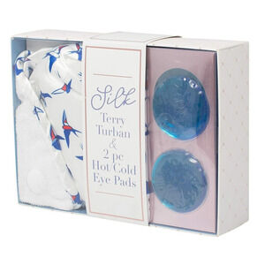 Tru Spa Silk Terry Turban & 2 Pc Hot/cold Eye Pads Spa Womens Set New